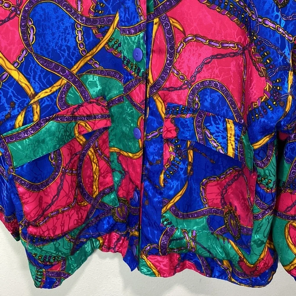 G. Oberti colorful 70s satin jacket chains and ribbons‎ eclectic crazy weird